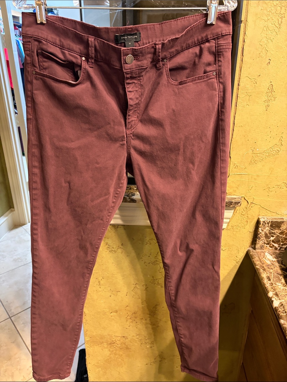 Ann Taylor Burgundy Skinny Pants Jeans Size 12